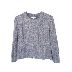 JM Collection Jacket Womens 16 Full Zip Animal Print Lightweight Pockets Gray